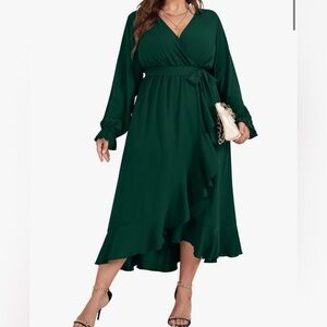 Elegant Green Wrap Dress